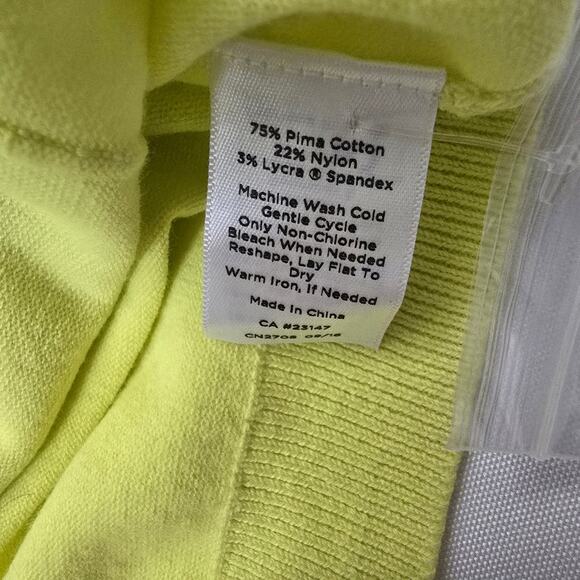 Talbots Petites Pima Cotton 3/4 Sleeve Button Front Cardigan Chartreusi Knit XLP - Picture 7 of 13